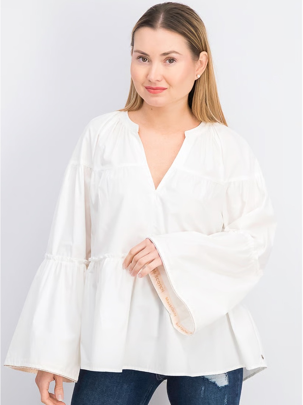Scotch & Soda Split Neck Bell Sleeve Blouse